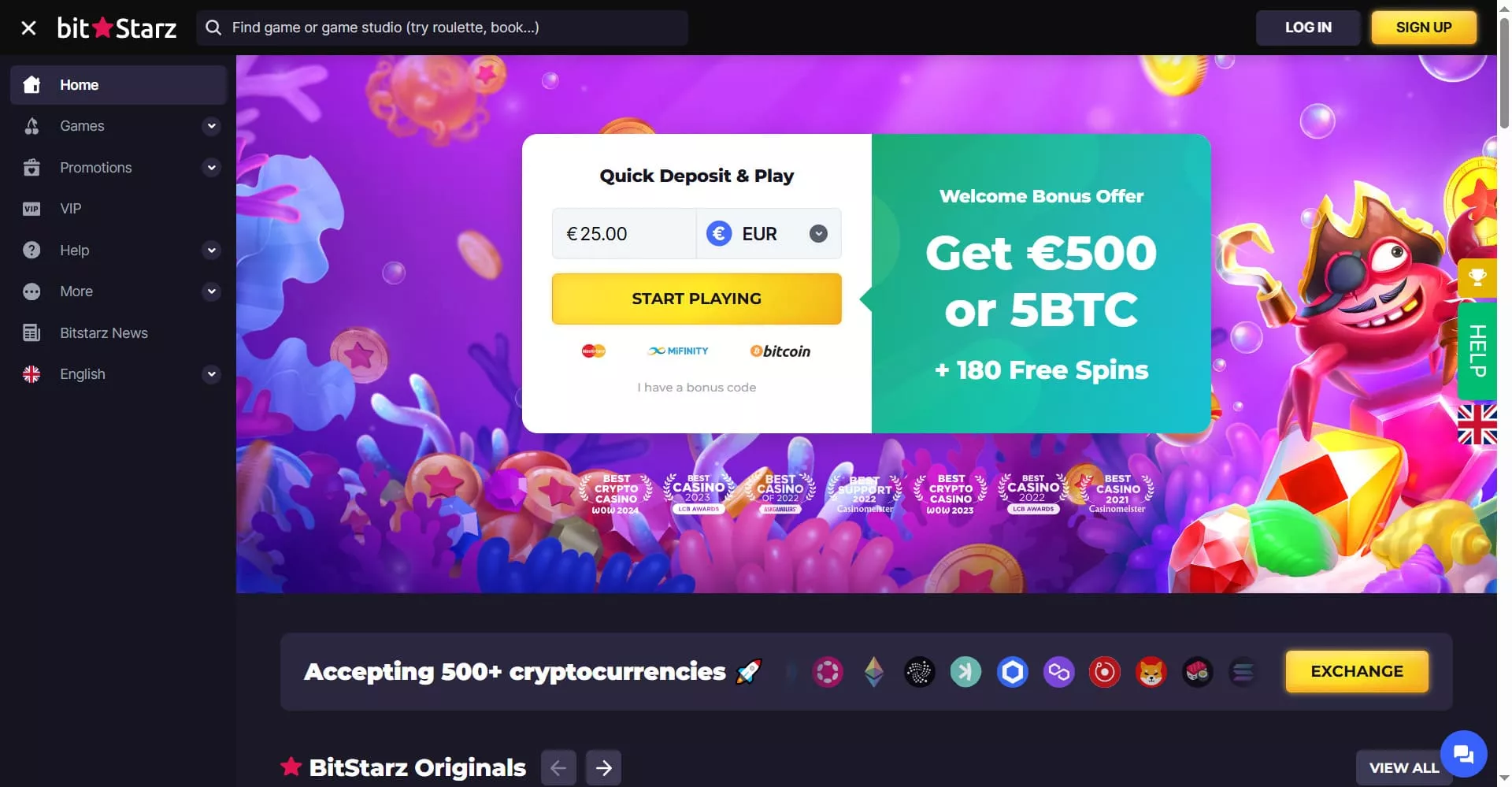 BitStarz κεντρική σελίδα